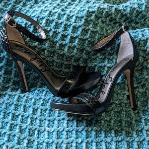 Strappy black heels